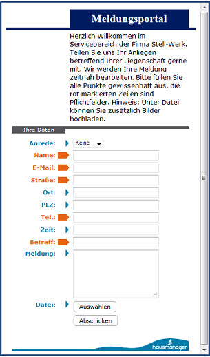 Meldungsportal - Stell-Werk Immobilienbetreuungs- und Verwaltungs-GmbH